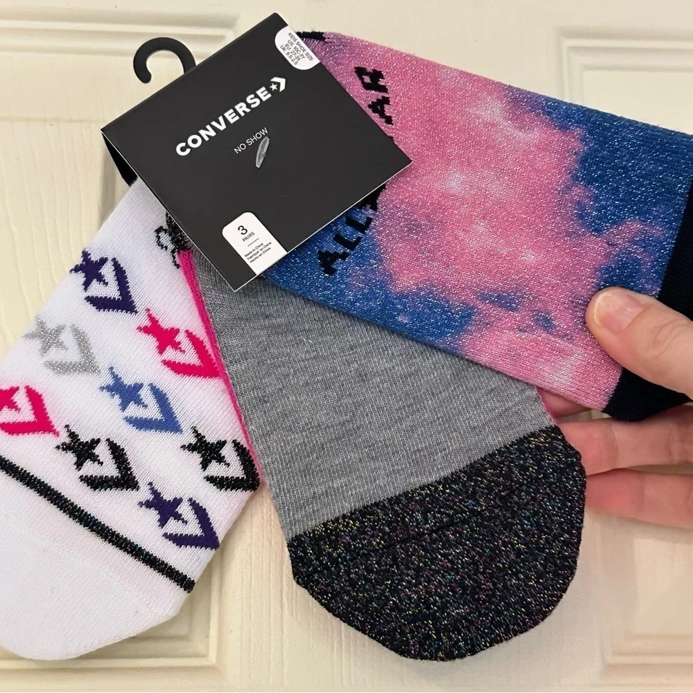NWT Converse Glitter No Show Socks Pack of Three